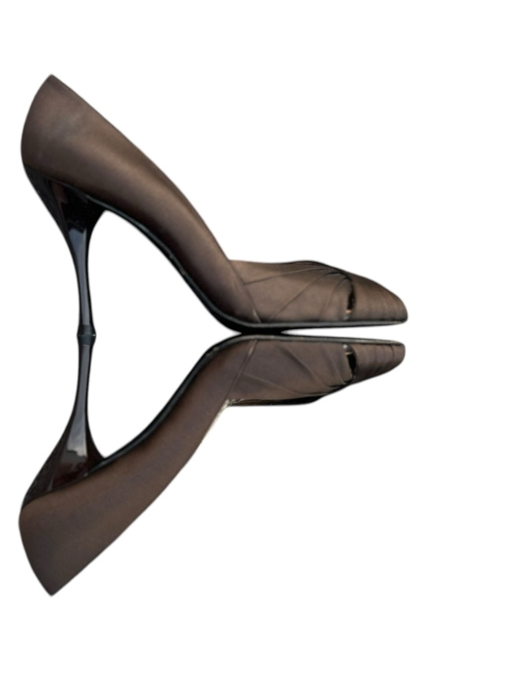 Stuart Weitzman Rich Chocolate Brown Peep Toe Satin Pumps Size 10 NWOT